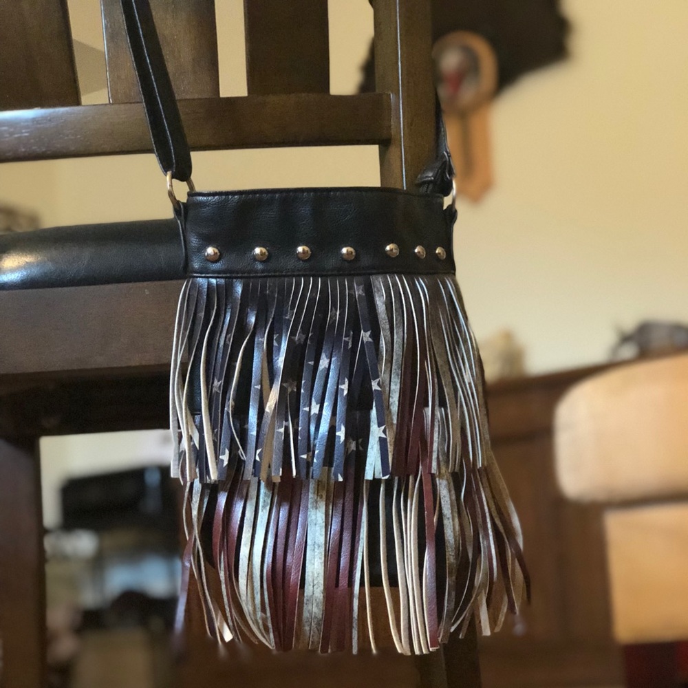 NWOT American Flag Fringe Purse